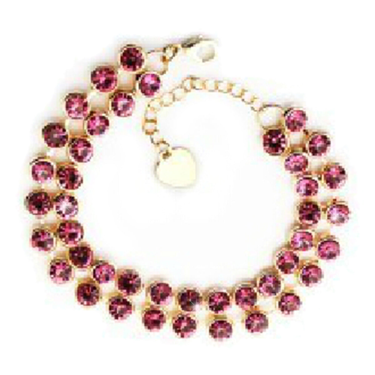 Doubled Chain Bracelet 18K Yellow Gold Coated with Sparkling Crystals