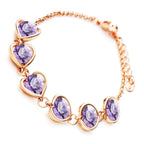 Heart Framed Chain Bracelet 18K Yellow Gold Coated with 6 Round Cut Crystals