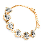 Heart Framed Chain Bracelet 18K Yellow Gold Coated with 6 Round Cut Crystals