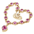Heart Locket Charm Bracelet 18K Yellow Gold Coated with Crystal Chains