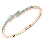 Overlapping Bars Cuff Bracelet 18K Yellow Gold Coated with Paved Stones