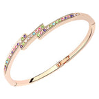 Overlapping Bars Cuff Bracelet 18K Yellow Gold Coated with Paved Stones