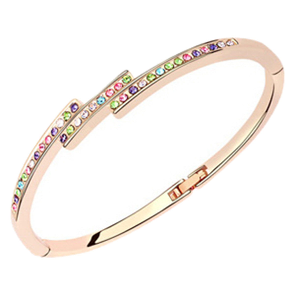 Overlapping Bars Cuff Bracelet 18K Yellow Gold Coated with Paved Stones