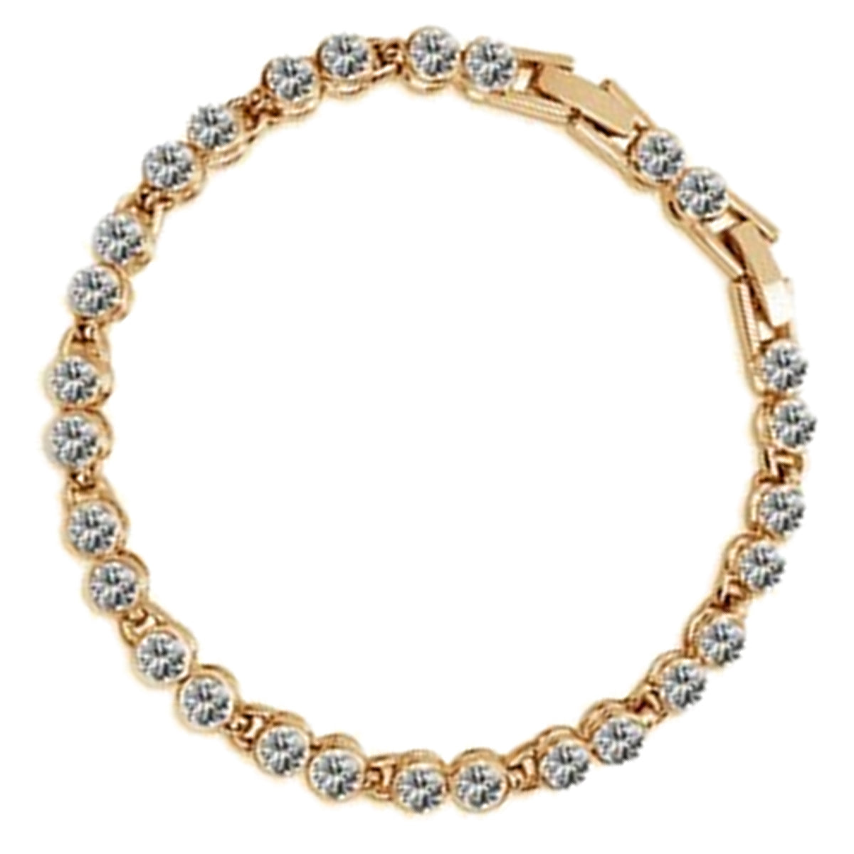 Tennis Bracelet 18K Yellow Gold Coated with Sparkling Crystals in Chain