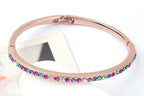Round Crystals Cuff Bracelet 18K Rose Gold Coated - Multi Coloured