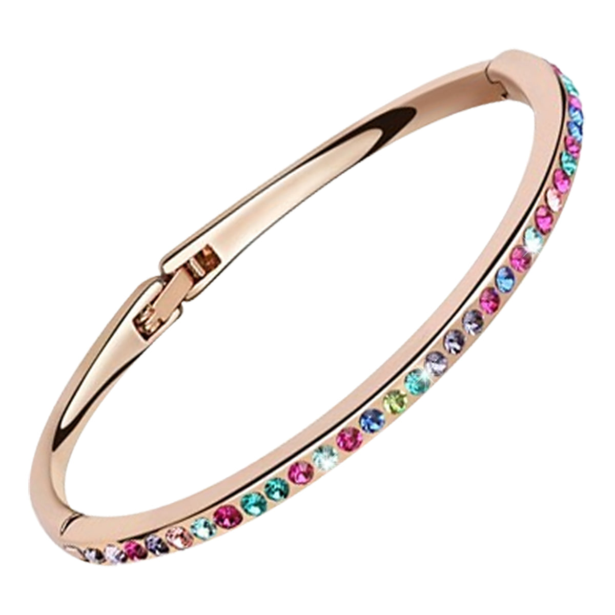 Round Crystals Cuff Bracelet 18K Rose Gold Coated