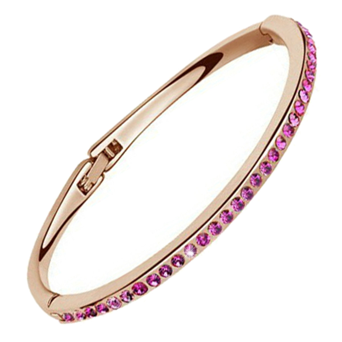 Round Crystals Cuff Bracelet 18K Rose Gold Coated - Sapphire Rose