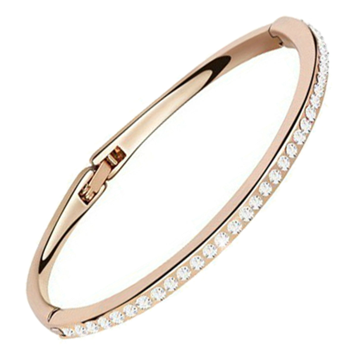 Round Crystals Cuff Bracelet 18K Rose Gold Coated
