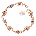 Irish Claddagh and Celtic Trinity Knot Bracelet 18K Rose Gold Coated with Marquise Crystal Links