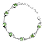 Ring Chain Charm Bracelet 925 Sterling Silver Coated with 7 AAA Crystals