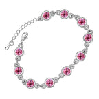 Round Zircon Chain Bracelet 925 Sterling Silver Coated with Diamond Clear Stone-Embellished Band