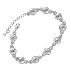 Round Zircon Chain Bracelet 925 Sterling Silver Coated with Diamond Clear Stone-Embellished Band