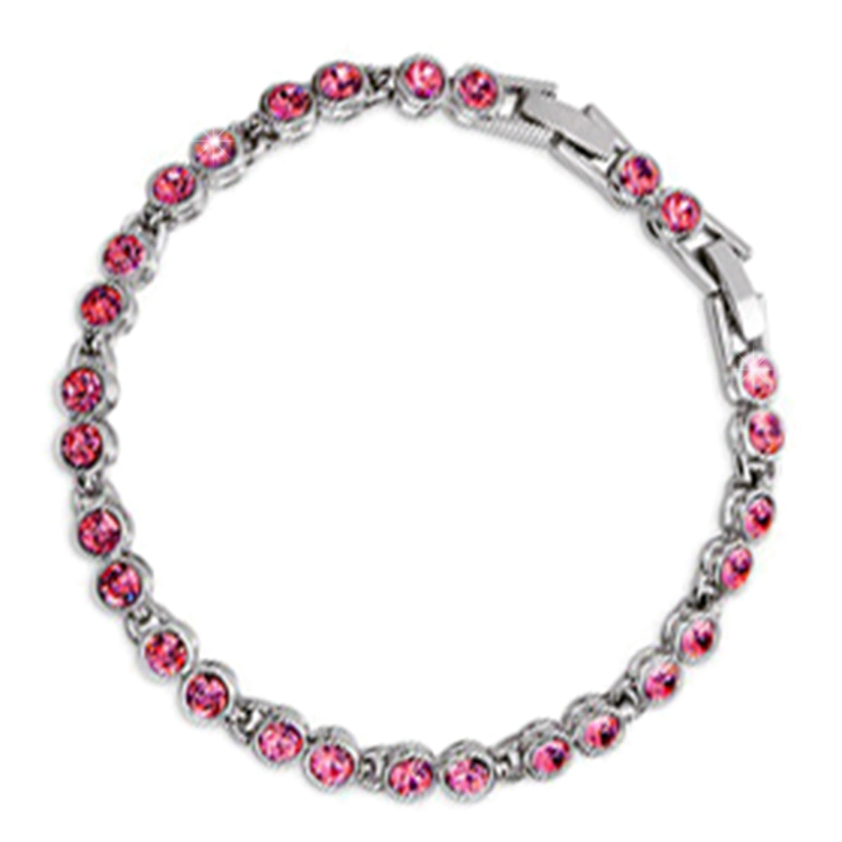 Sparkling Tennis Bracelet 925 Sterling Silver Coated with Crystals in Chain