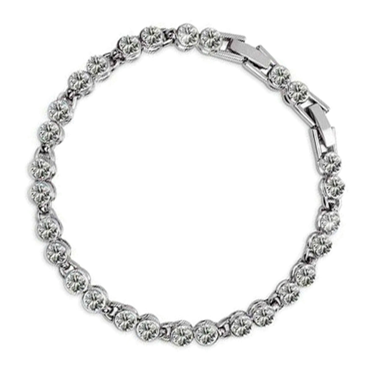 Sparkling Tennis Bracelet 925 Sterling Silver Coated with Crystals in Chain