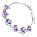 Heart-Framed Chain Bracelet 925 Sterling Silver Coated with 6 Round Cut Crystals