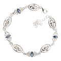 Irish Claddagh and Celtic Trinity Knot Bracelet 925 Sterling Silver with Marquise Crystal Links