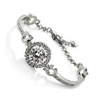 Charm Ladies Bracelet Diamond Clear AAA Zircon Central Crystal with Omega Shaped Links Coated with Precious Metal
