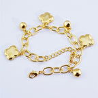 Black Pendant and White Crystal Chain Bracelet 18K Yellow Gold Coated
