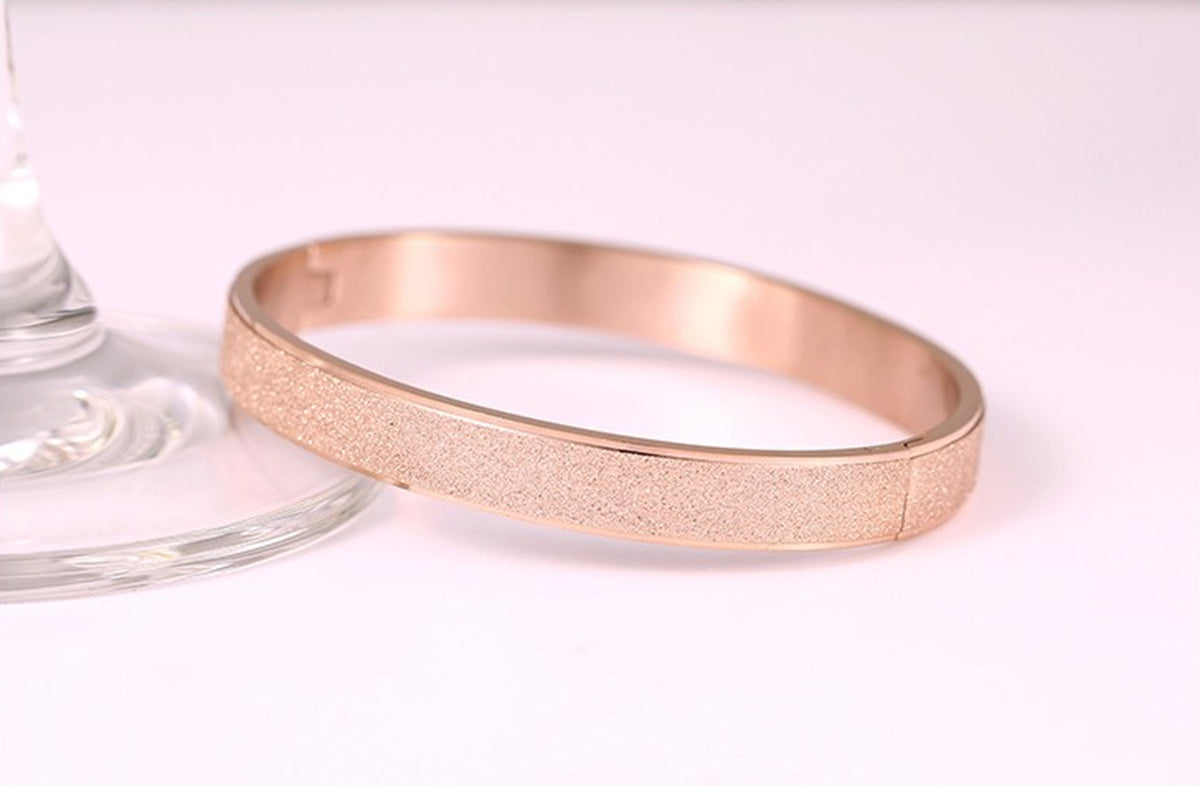 Wide Band Bracelet 18K Rose Gold Coated Glittering with Sparks