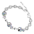 Multicolor Stone Fish Charm Bracelet 925 Sterling Silver Coated with Delicate Chains