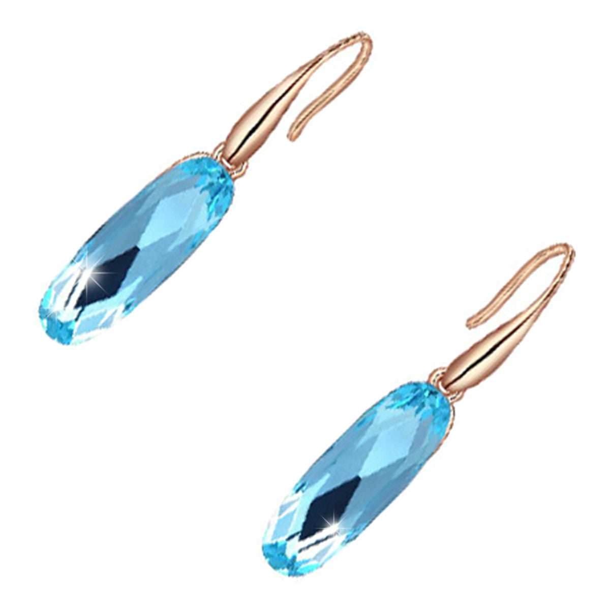 Oval Crystal Drop Earrings 18K Yellow Gold Coated