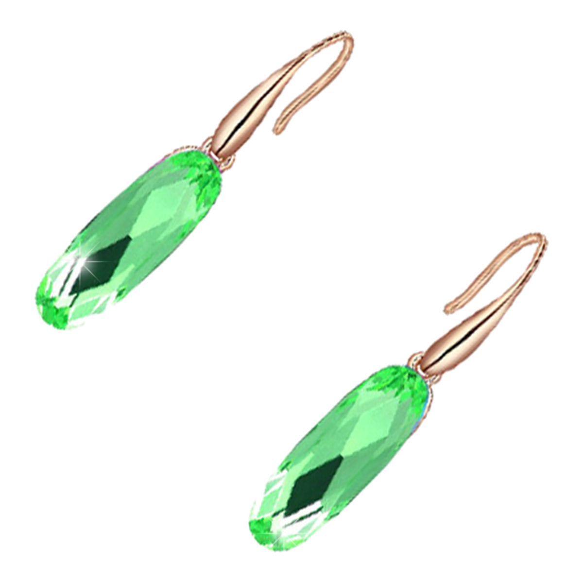Oval Crystal Drop Earrings 18K Yellow Gold Coated
