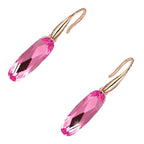 Oval Crystal Drop Earrings 18K Yellow Gold Coated