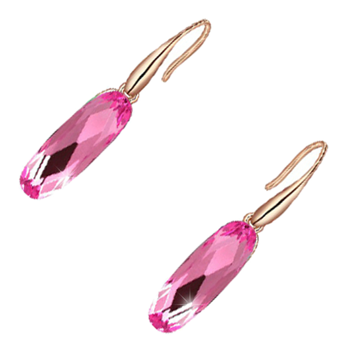 Oval Crystal Drop Earrings 18K Yellow Gold Coated