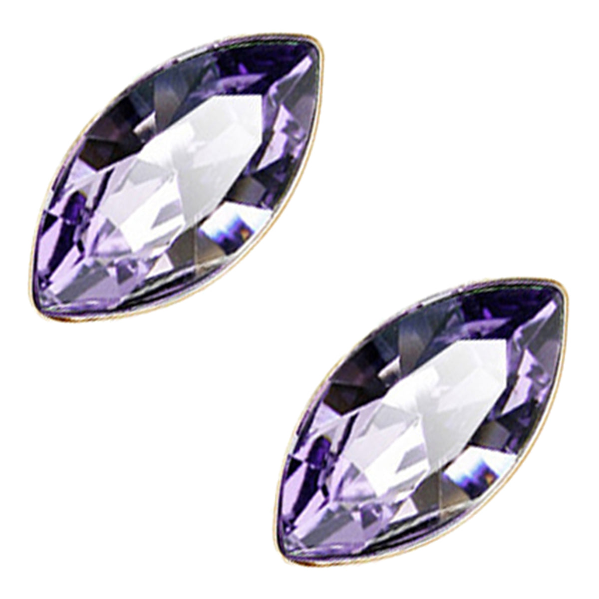 Oval Cut Stone Earrings 18K Yellow Gold Coated