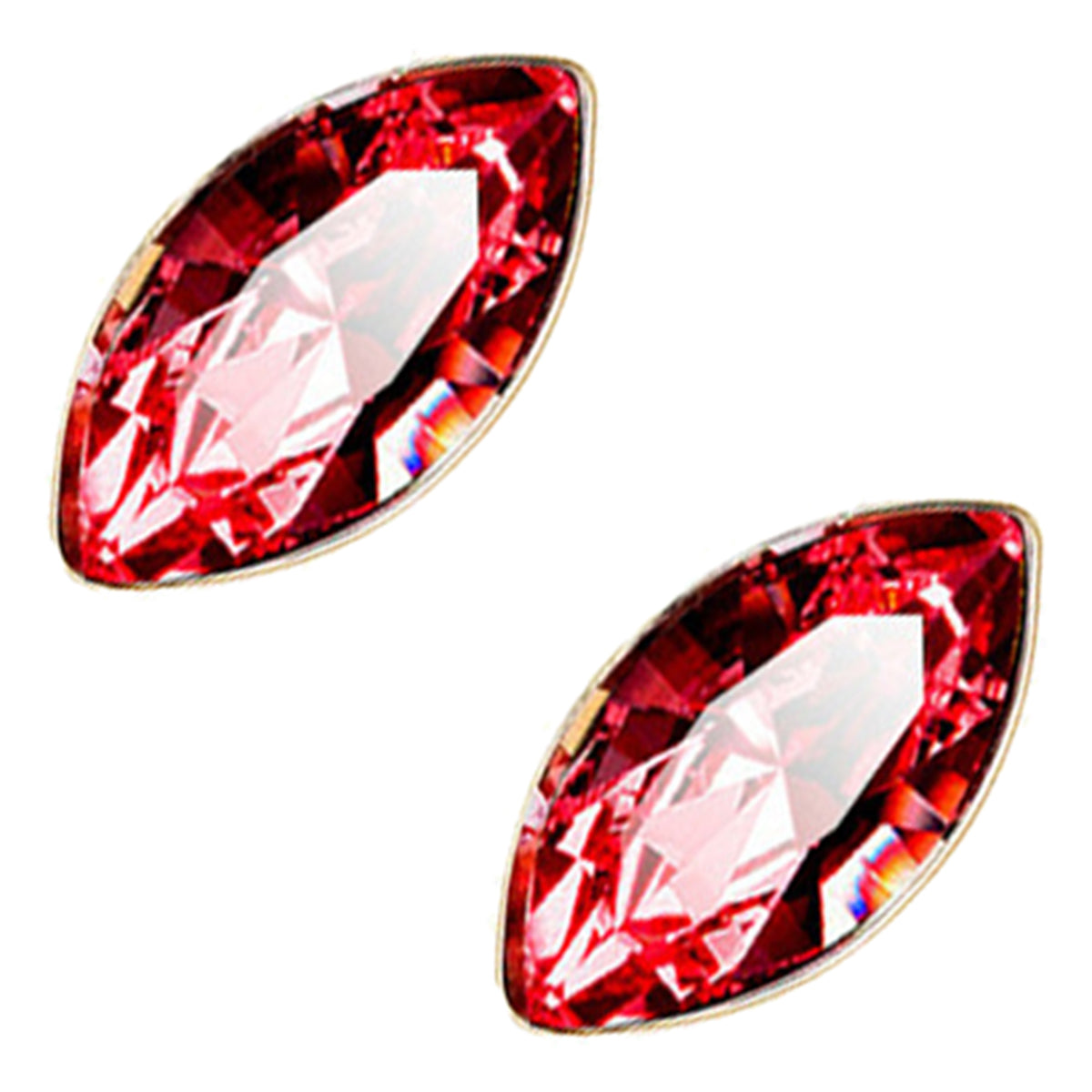 Oval Cut Stone Earrings 18K Yellow Gold Coated