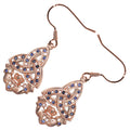 18K Rose Gold-Coated Celtic Trinity Knot Earrings Unique Claddagh Design Paved with Zircon Stones