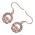 18K Rose Gold Coated Claddagh Ring Earrings Adorned with Cubic Zirconia Stones