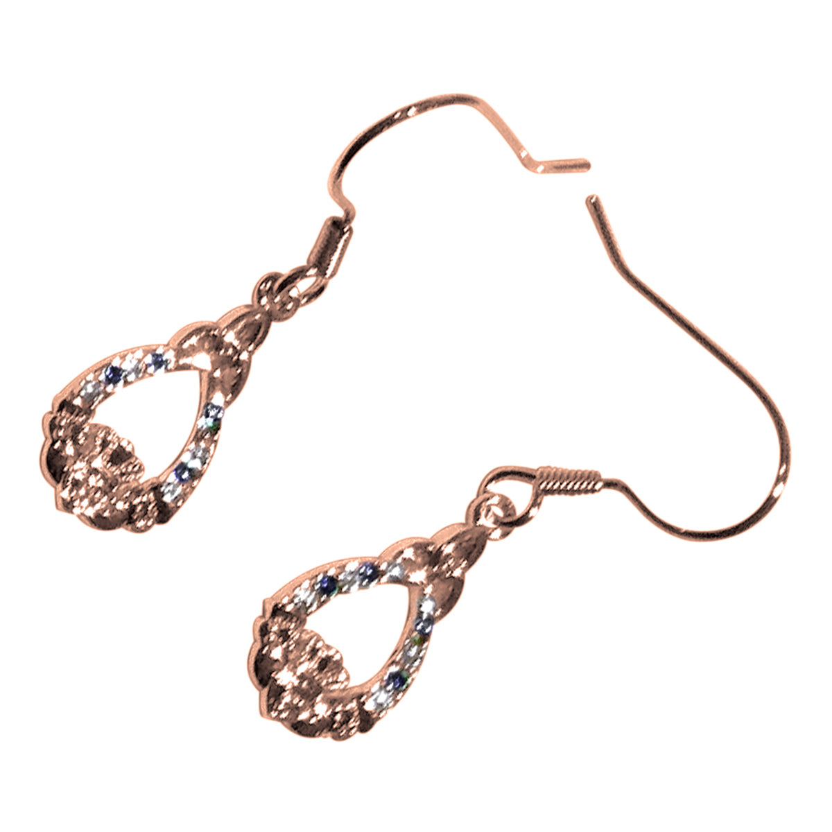 18K Rose Gold Coated Claddagh & Celtic Trinity Knot Earrings Adorned with CZ Stones