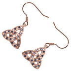 18K Rose Gold Coated Celtic Trinity Knot Earrings with Cubic Zirconia