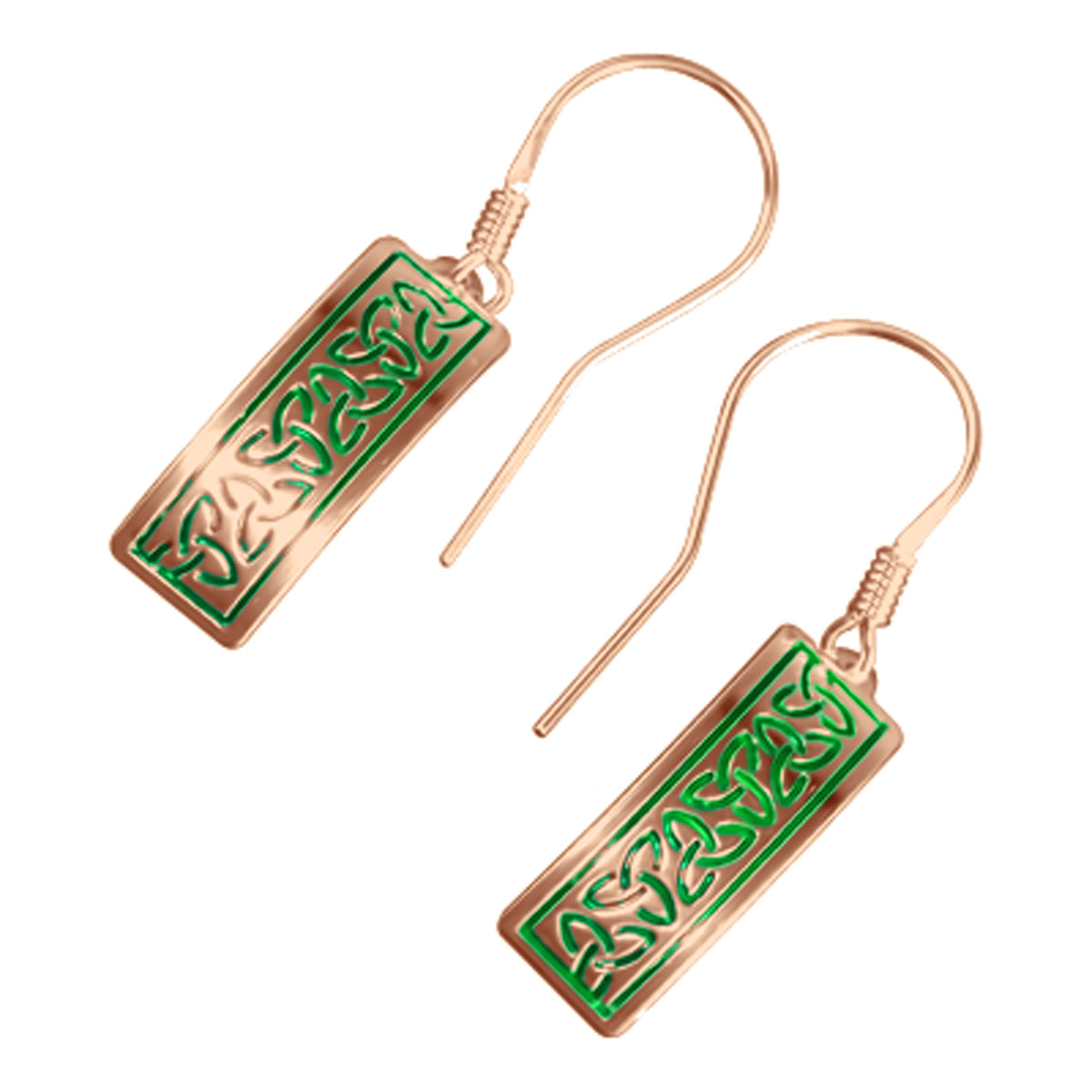 18K Rose Gold Coated Celtic Trinity Knot Earrings Enamel on 925 Sterling Silver