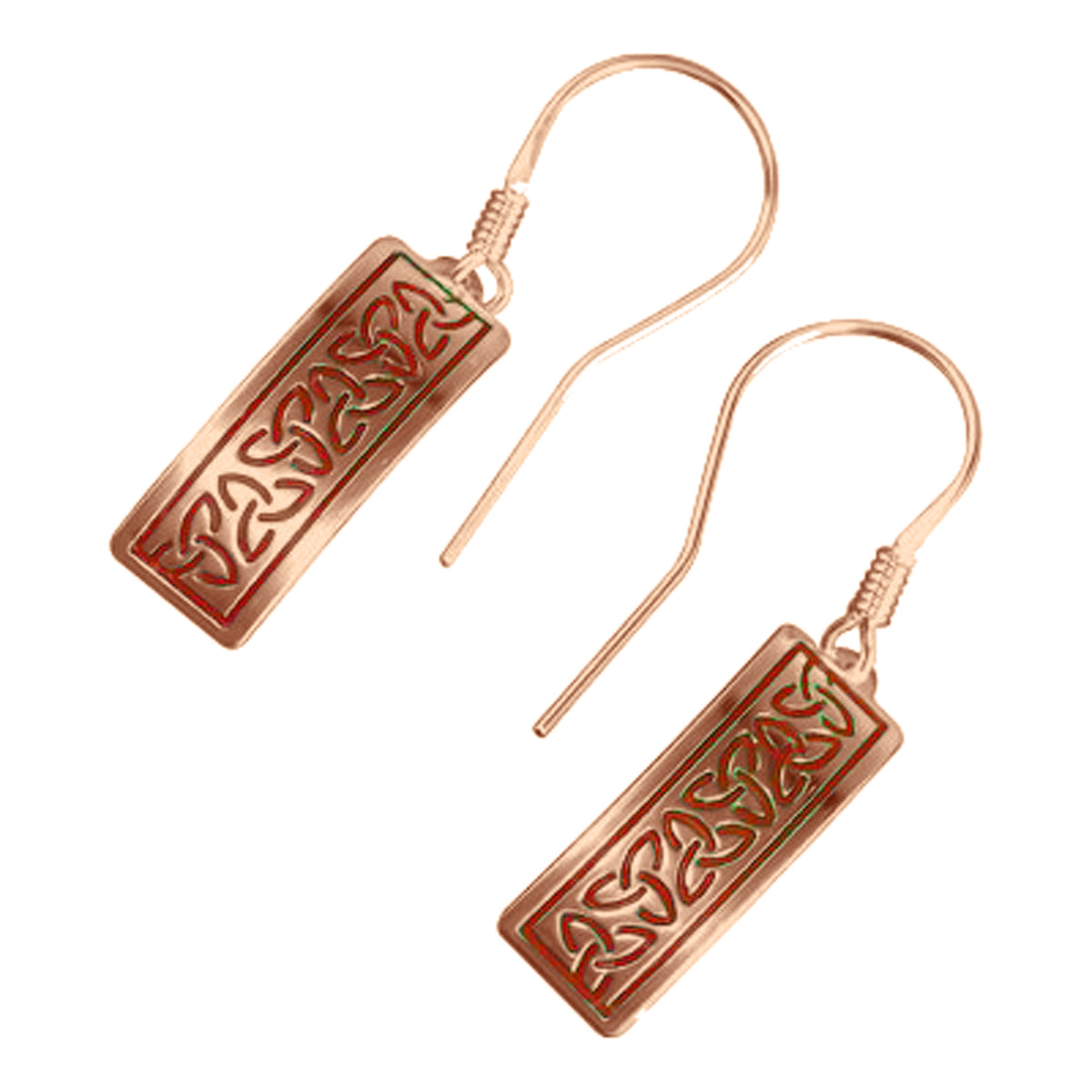 18K Rose Gold Coated Celtic Trinity Knot Earrings Enamel on 925 Sterling Silver