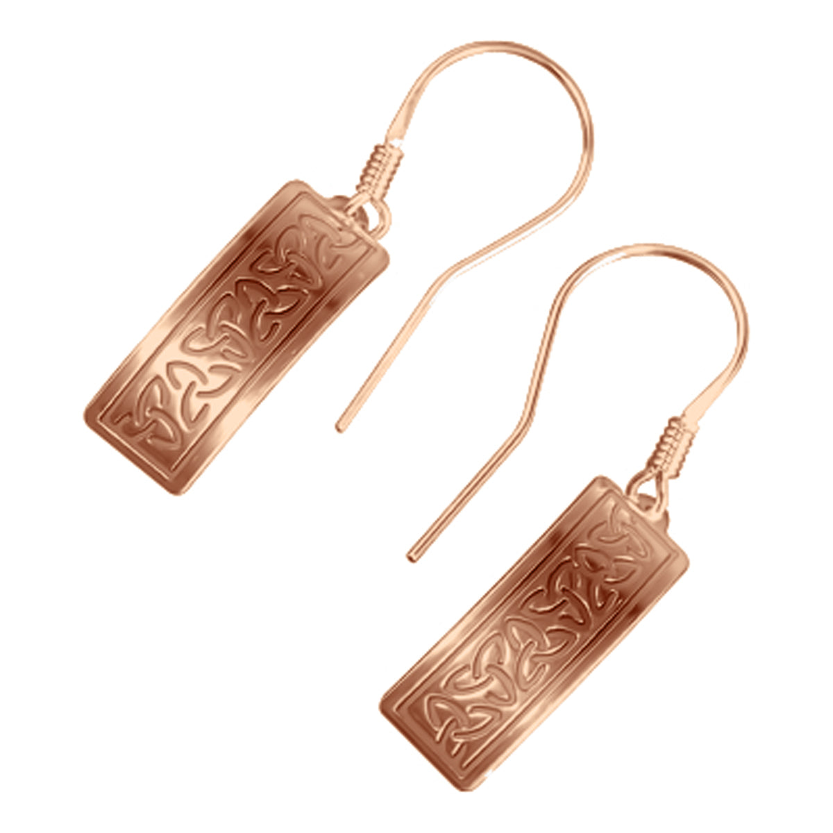 18K Rose Gold Coated Celtic Trinity Knot Earrings Enamel on 925 Sterling Silver