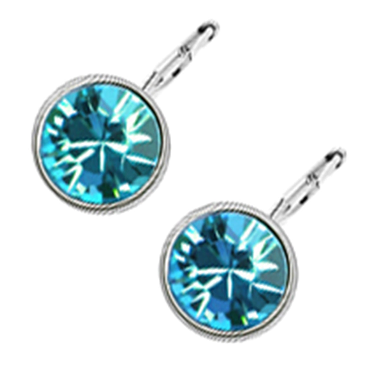 Sparkling Round Crystal Classic Earrings 18K White Gold Coated