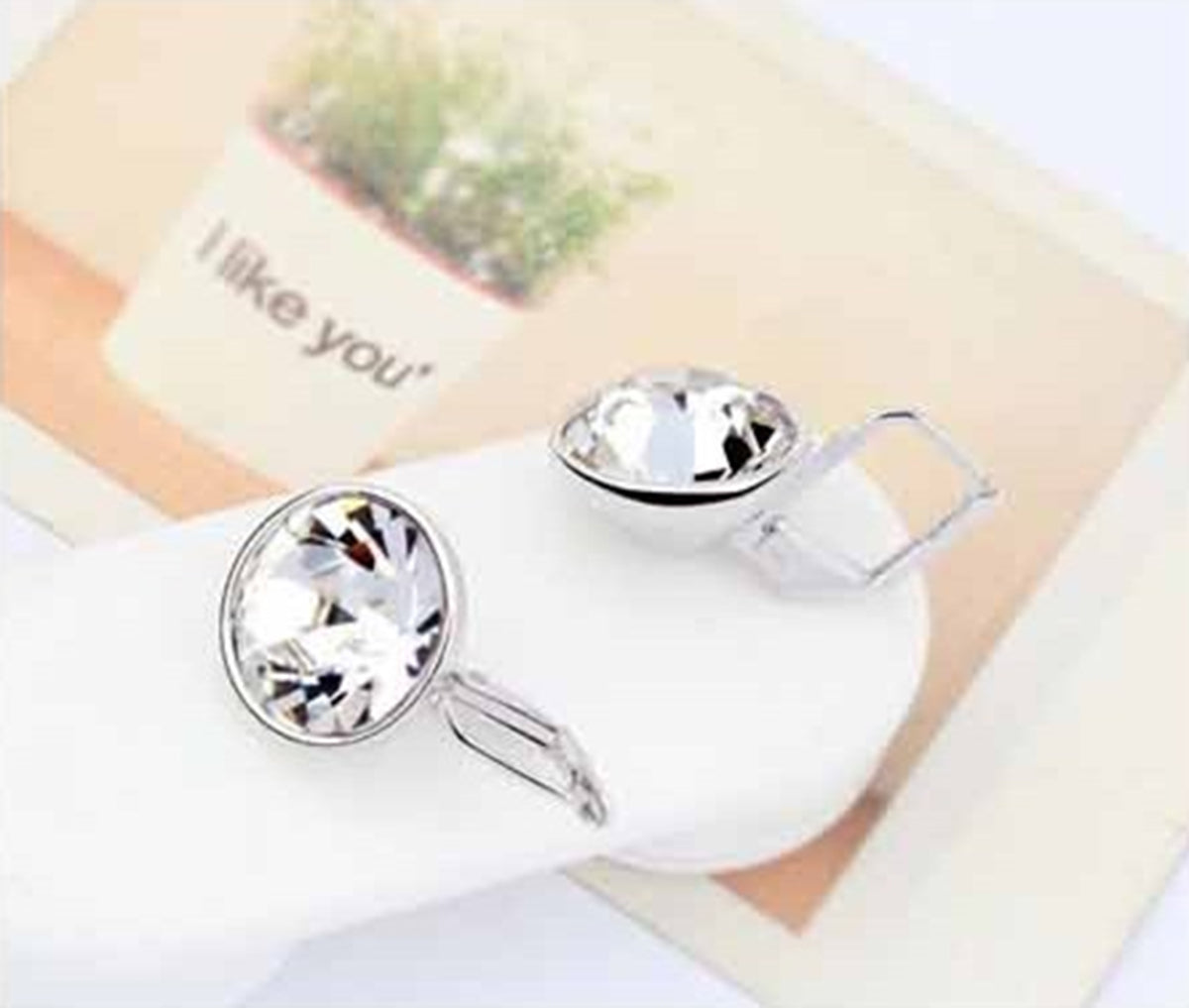 Sparkling Round Crystal Classic Earrings 18K White Gold Coated - Diamond Clear