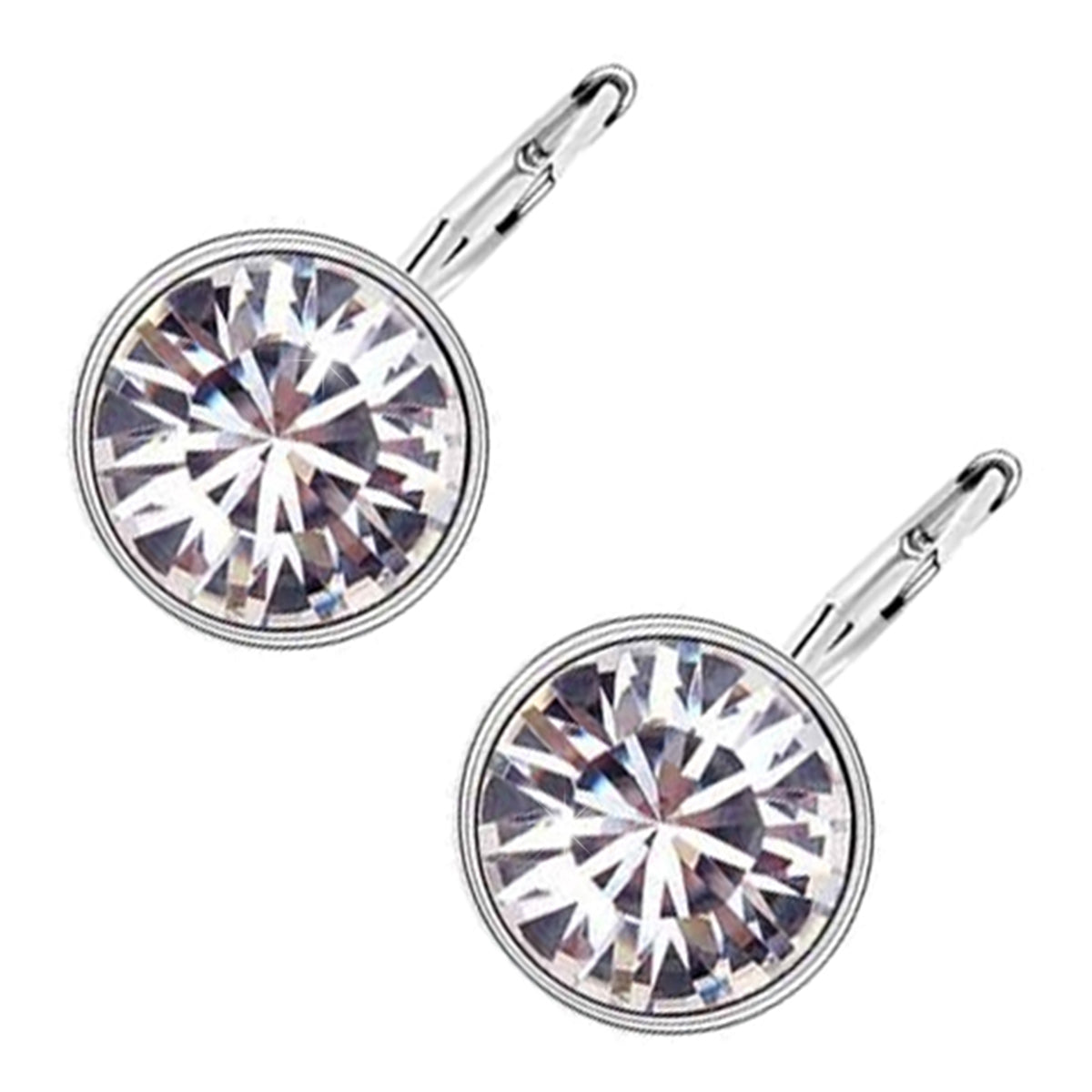 Sparkling Round Crystal Classic Earrings 18K White Gold Coated
