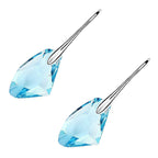 Sparkling Crystal Dangle Earrings 18K White Gold Coated Natural Shape - Aquamarine Sea Blue