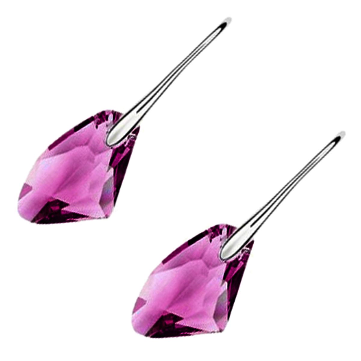 Sparkling Crystal Dangle Earrings 18K White Gold Coated Natural Shape