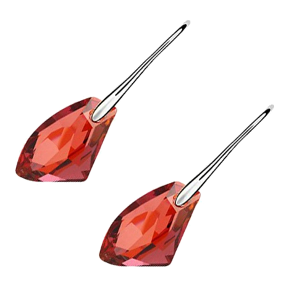 Sparkling Crystal Dangle Earrings 18K White Gold Coated Natural Shape