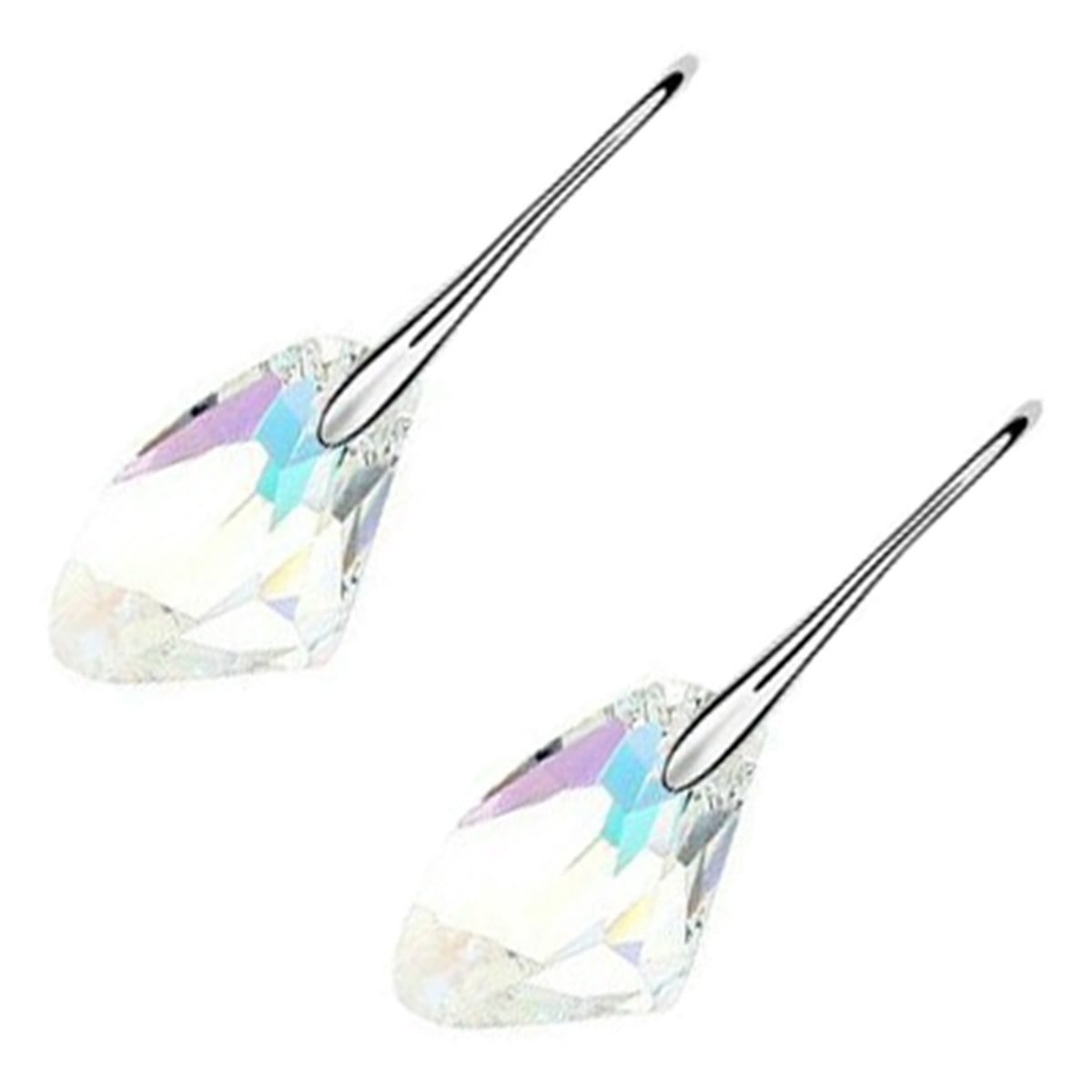 Sparkling Crystal Dangle Earrings 18K White Gold Coated Natural Shape