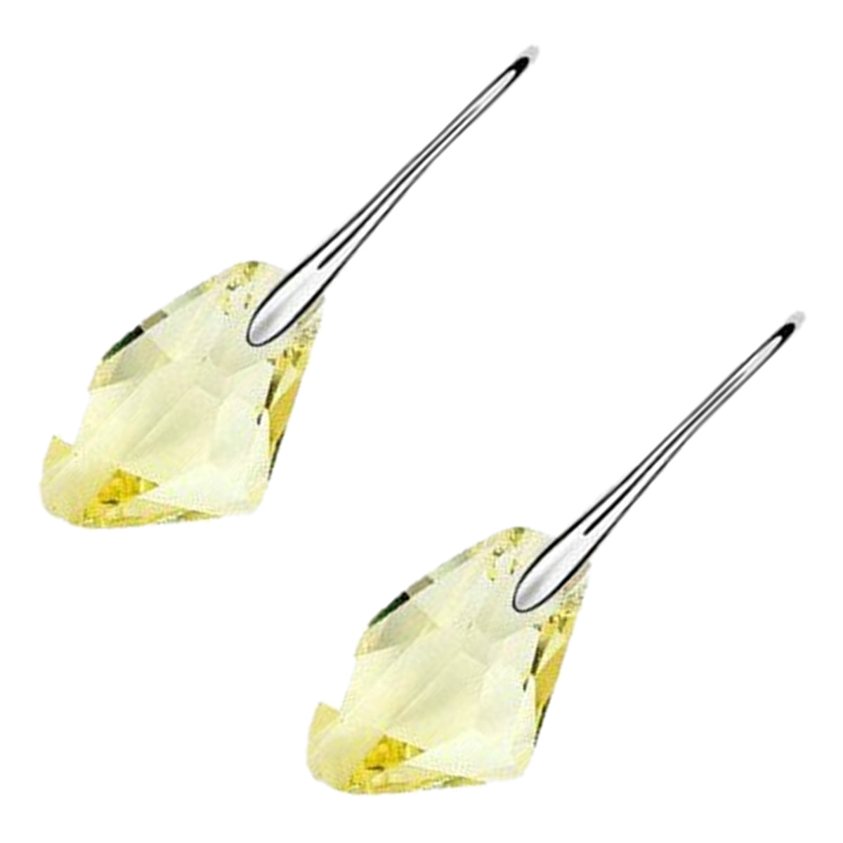 Sparkling Crystal Dangle Earrings 18K White Gold Coated Natural Shape