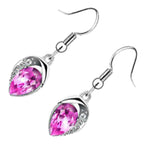 Sparkling Water Drop Shaped Crystal Earrings 18K White Gold Coated Adorned with Stones