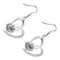 18K White Gold Coated Heart Drop Earrings with AAA Zircon Crystals Inside