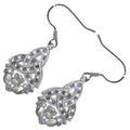 Claddagh Earrings 18K White Gold Coated Celtic Trinity Knot Paved with Zircon Stones