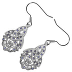 Claddagh Earrings 18K White Gold Coated Celtic Trinity Knot Paved with Zircon Stones