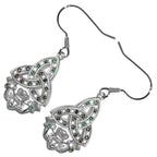 Claddagh Earrings 18K White Gold Coated Celtic Trinity Knot Paved with Zircon Stones